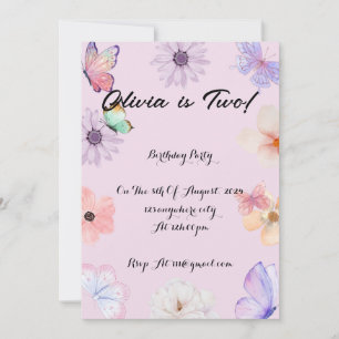 Borboletas florais convite para o aniversário