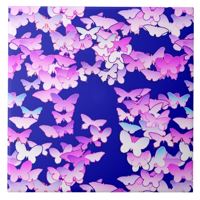 Borboletas, lavanda e azul escuro (Frente)