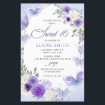 Borboletas Lilacas Púrpuras Florais Doce 16<br><div class="desc">Borboletas Lilac Roxo Floral Rústica Orçamento Doce 16 Convite</div>