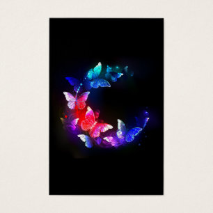 Borboletas Neon Night brilhantes sobre fundo preto
