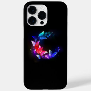 Borboletas Neon Night brilhantes sobre fundo preto