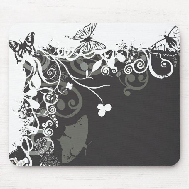 Borboletas preto e branco Mousepad (Frente)
