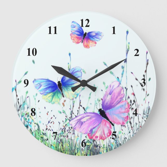 Borboletas primavera voando no relógio de parede n (Frente)