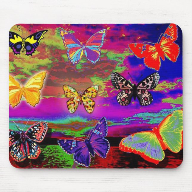 borboletas psicadélicos Mousepad (Frente)