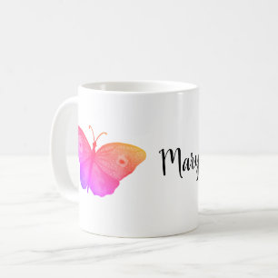 borboletas rosa caneca personalizada