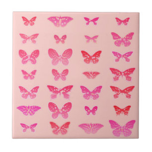 Borboletas, rosa profundo, fundo rosa pálido