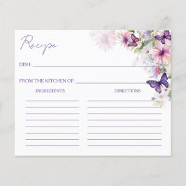 Borboletas roxas Cartões de receitas de chá de pan