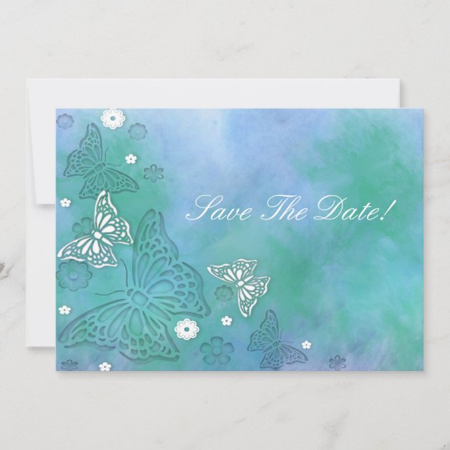 Borboletas Salvar a Data Convite (Frente)