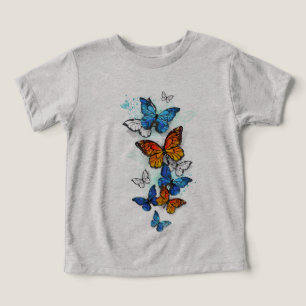 Borboletas voadoras Morpho e Monarca