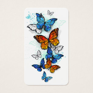 Borboletas voadoras Morpho e Monarca