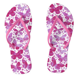 Borboletas Watercolor Chinelos rosa