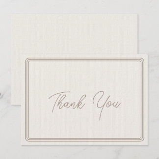 Borda bege castanho simples de cartões de agradeci