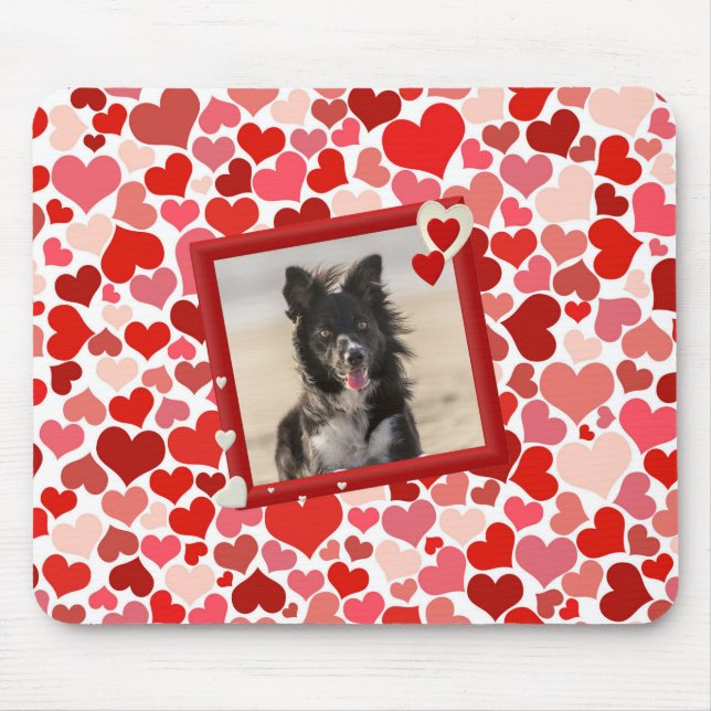 Borda Collie Dog Hearts Mousepad (Frente)