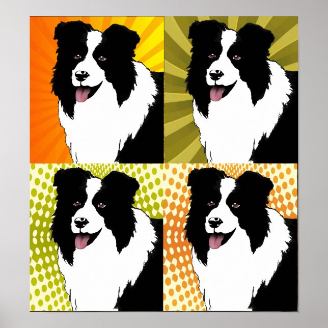 Borda Collie Dog Pop Art Poster de arte original (Frente)