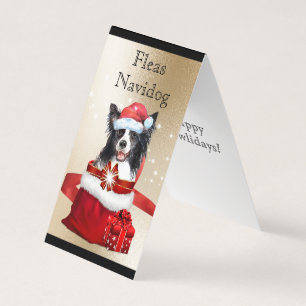 Borda collie Papai Noel presentes de Natal Saudaçã