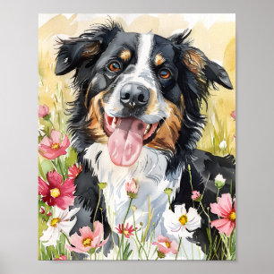 Borda Collie Watercolor Art Dog Impressão Gift