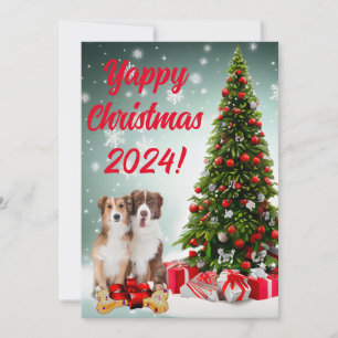 Borda Collie Yappy Cachorro De Natal Mãe E Cartão