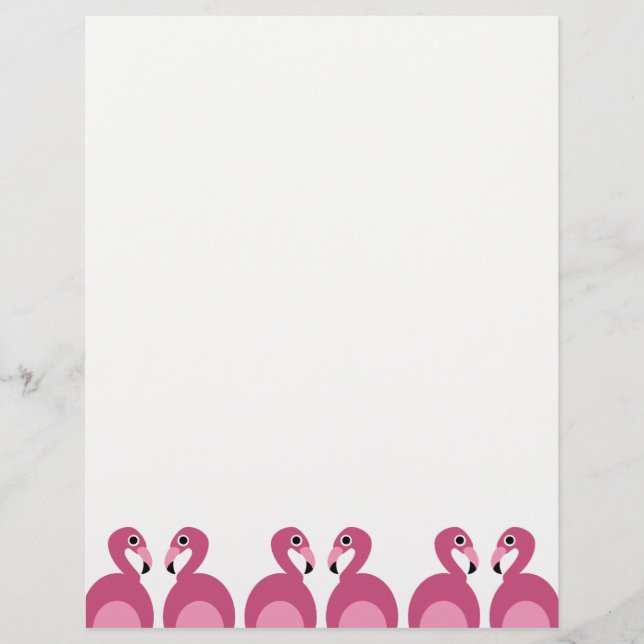 Borda cor-de-rosa Flamingos - Papel Carta (Frente)