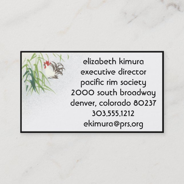 Borda de Cartões de visitas de Estilo Asiático do  (Frente)