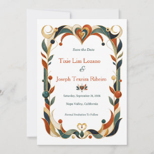 Borda de Convite de Casamento Art Déco Elegante