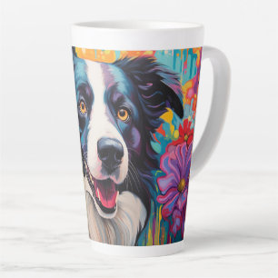 Borda de desenho Collie em uma caneca de jardim