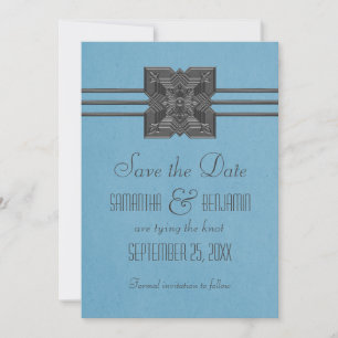 Borda do Medalhão Azul Salve o Convite de Data