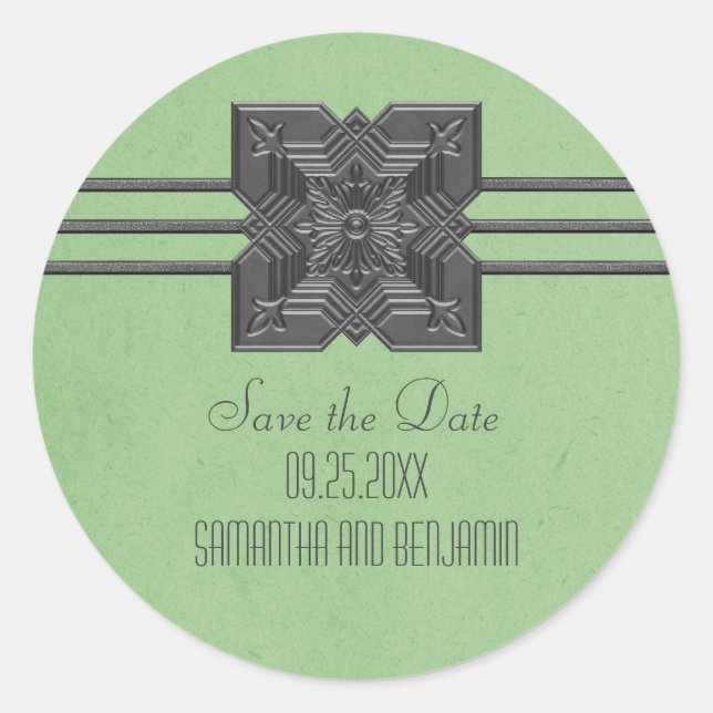 Borda do Medalhão Verde Salve os Adesivos de Data (Frente)