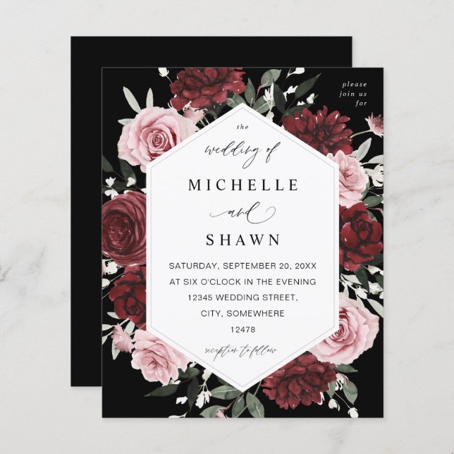 Borda do Orçamento e Rosa Esbranquiçado 6 Floral - (Frente/Verso)