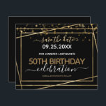 Borda Dourada 50º aniversário Salve o Orçamento de<br><div class="desc">Moldura de folha de ouro Elegante Faux. Todo o texto é ajustável e fácil de mudar para as necessidades do seu próprio partido. design de modelo de 50 anos elegante excelente.</div>