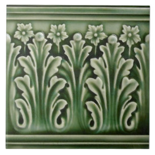 Borda Floral de Acanthus Verde de Reprodução Ant