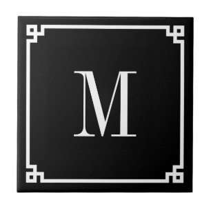 Borda Monogramada Chave Grega Preta e Branca