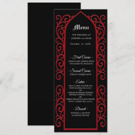 Borda ornamentada preta e vermelha Menu de Casamen