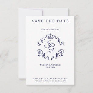 Borda Ornamental Azul com Coroa e Iniciais