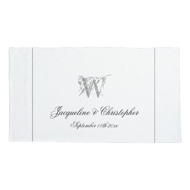 Borda Prateada e Nomes Monogramados Casamento Chic (Verso)
