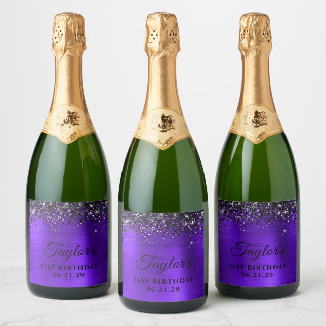 Borda Superior em Top Glitter Preto Violeta em Fol (Garrafas)