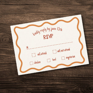 Borda Wavy Whimsical com placa RSVP 70s manuscrita