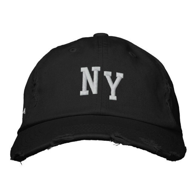 BORDADO BONÉ DE BOLA DE TWILL DISTRESSADO DE NOVA YORK (Frente)