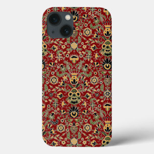 Bordado Folk Amarelo, Verde, Preto em Vermelho Pro