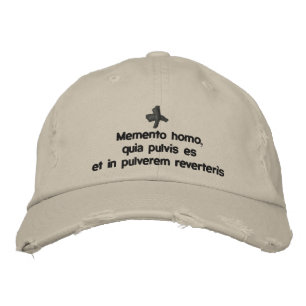 Bordado Memento Homo, boné de empréstimo - cappello quares