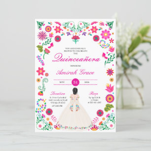 Bordado Otomi Branco Quinceañera Convite