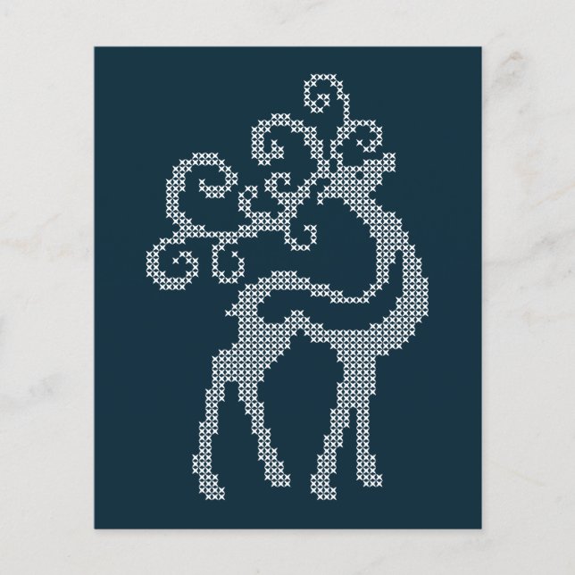 Bordados azuis de renas sazonais (Frente)