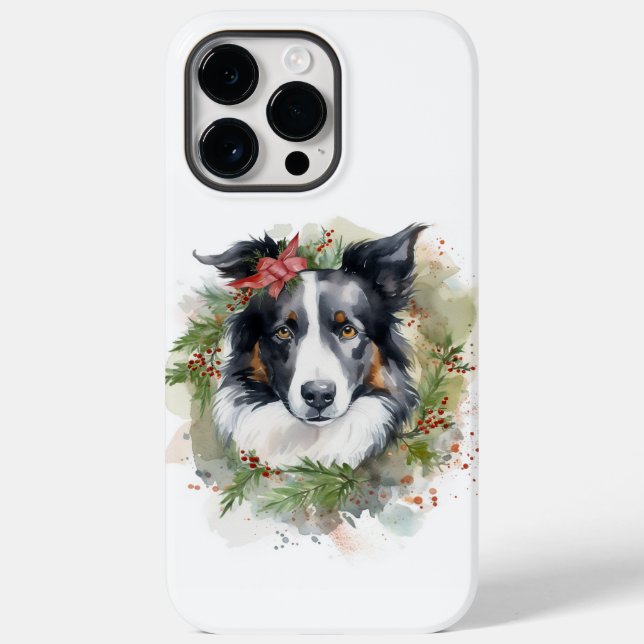 Border Collie Christmas Wreath Festivo Pup (Verso)