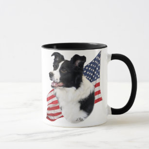 Border collie com caneca da bandeira
