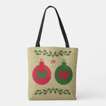Border Collie e Holly Christmas Tote Bag