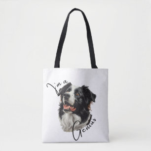 Border Collie 'I'm a Genius' Tote Bag