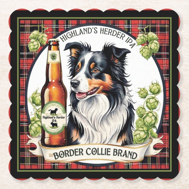 Border Collie IPA Porta-copos de Papel (Frente)