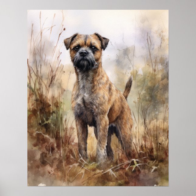 Border Terrier Dog Art Impressão Poster (Frente)