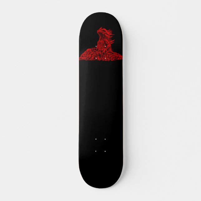 Bordo de skate mit Rote Drache am Felsen (Frente)