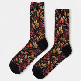 Bordô Dourado Preto Botânicos Florais Aquarela