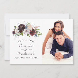 Bordô e Floral Naval Agradecimento de Casamento